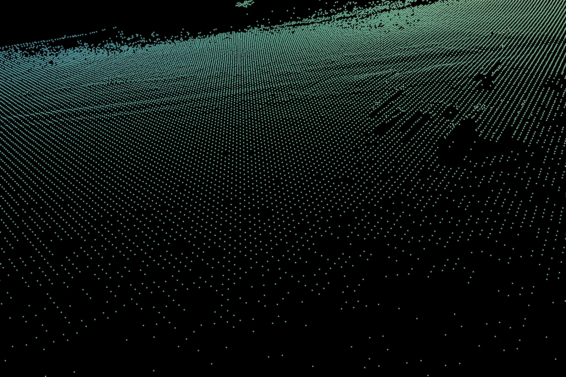 Elevation-coloured terrain grid generated from the Pull42 recording