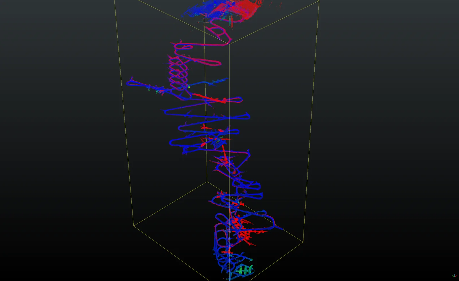 Two shaft capture trajectories overlaid in red and blue for comparison