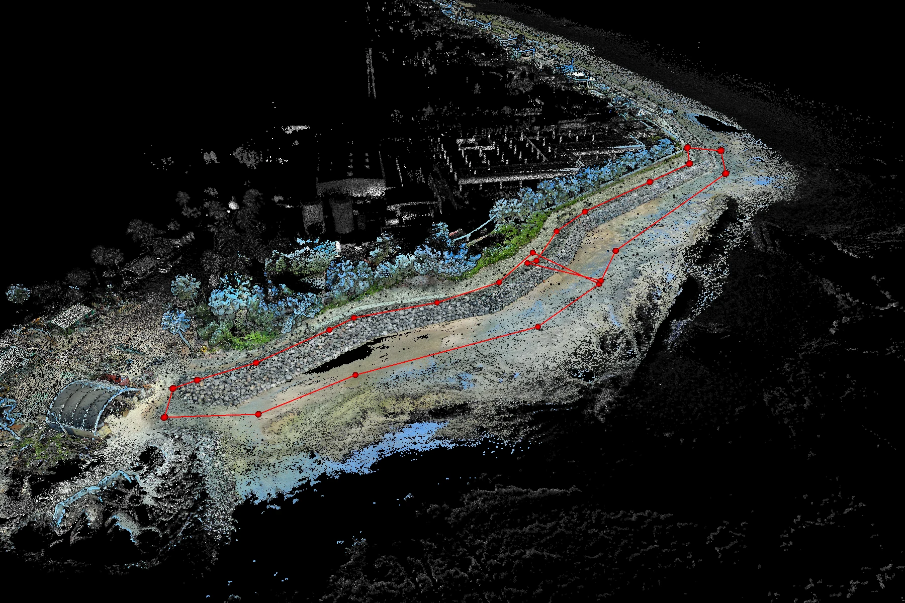 Polygon boundaries for volumetric measurements over a denoised point cloud